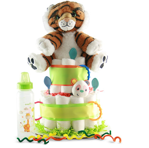 "Lions and Tigers, Oh My - Baby Diaper Cake"