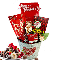 Valentines Day Anniversary Gift Box/bucket Gifts for Her Gifts for Him  Chocolate Candy, Lollipops, Thinking of You Gift Set 