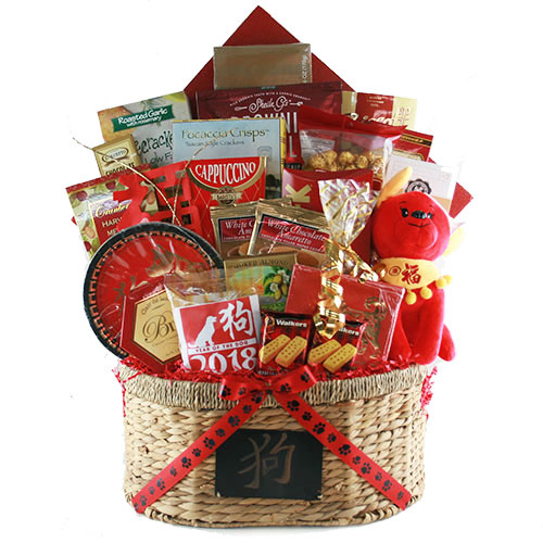 Chinese New Year Gift Basket : Woman With Chinese New Year Gifts