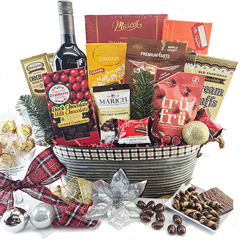 Chocolate Red Wine Christmas Wine Baskets