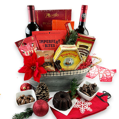 Chocolate Red Wine Christmas Wine Baskets